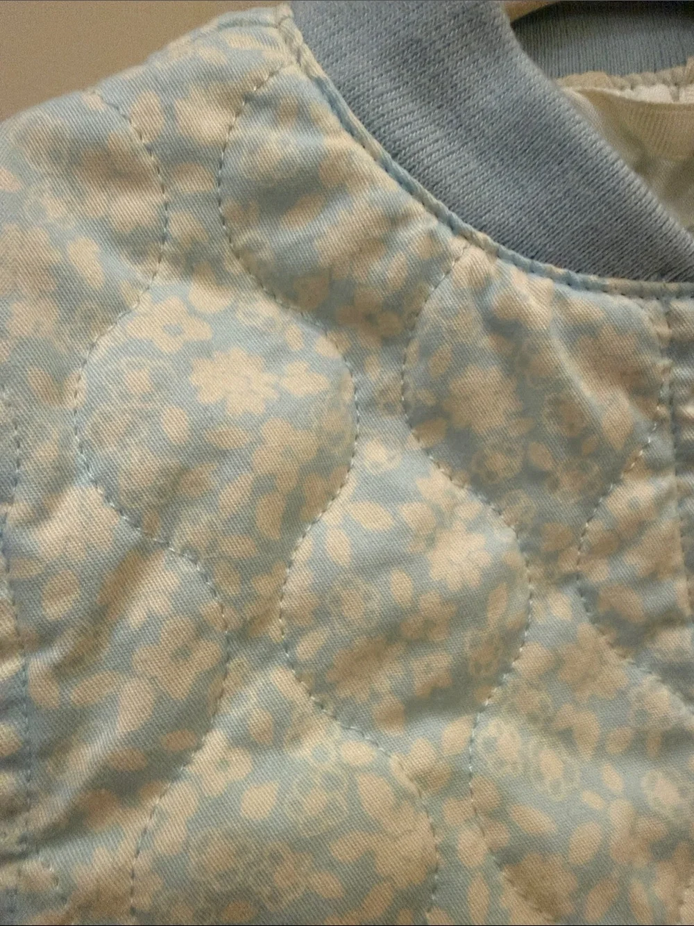 Cat & Jack Quilted Pale Blue Floral Puffer Jacket